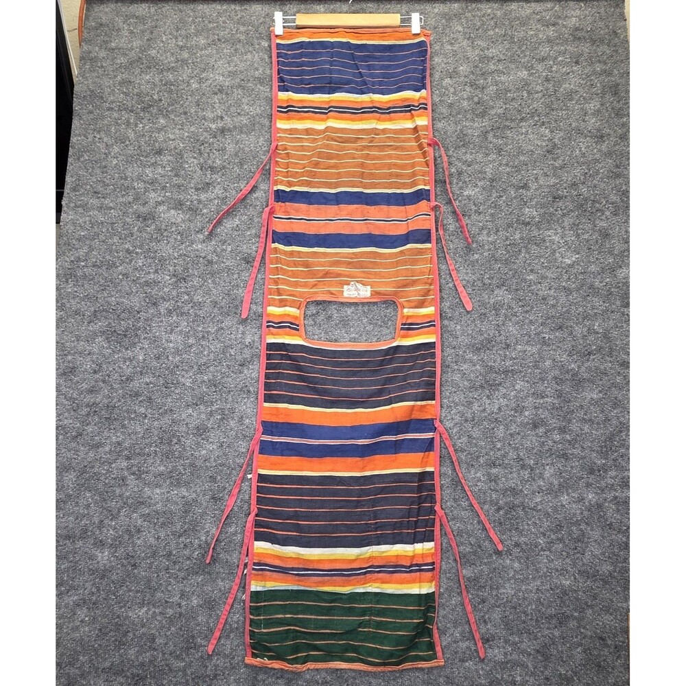 Handmade Multicolor Striped Kitchen Apron with Pink Trim - Picture 7 of 11
